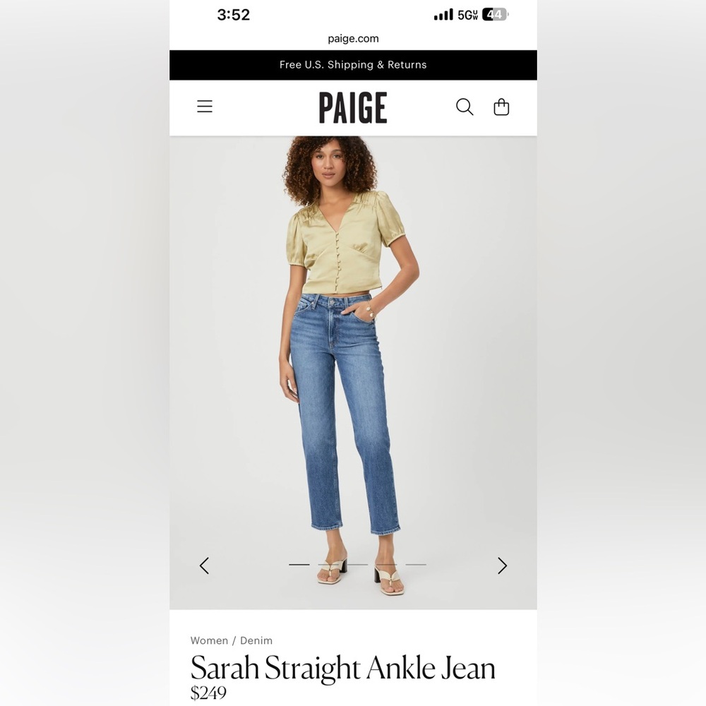 NWT PAIGE Sarah Straight Ankle - Picture 2 of 11